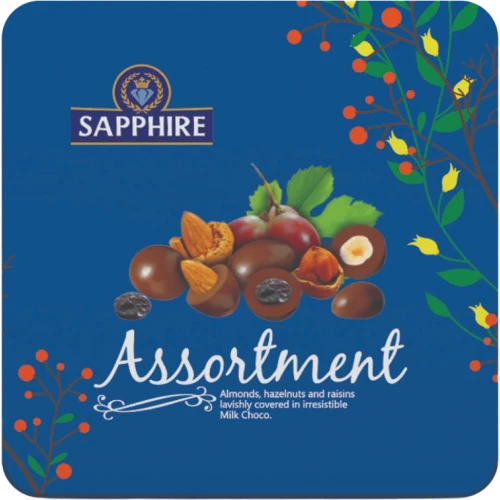 Sapphire Almonds-Almonds Raisins, Hazelnuts covered in Milk Chocolate 200g