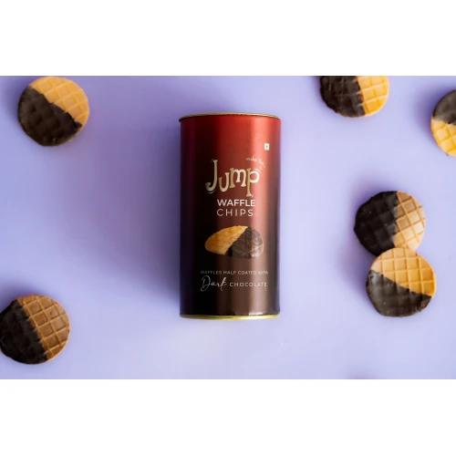 Waffle Crisps by Make the Jump Half Coated Dark Chocolate waffle chips 100g