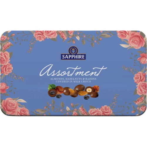Sapphire Assortment - Almonds, Raisins, Hazelnuts covered in Milk Chocolate 175g