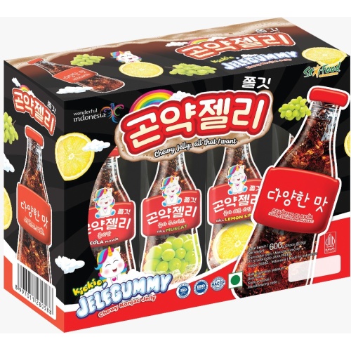 KioKio Jelegummy Chewy Konjac Jelly -Cola, Lemon , Muscat Grape -600g