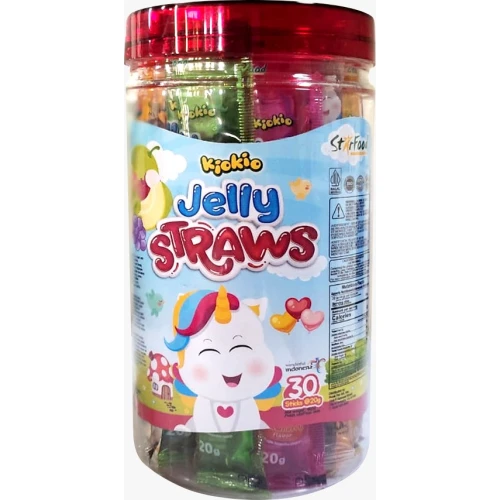 KioKio Jelly Straws Box -30PCS (Strawberry, Melon, Peach, Pineapple, Grape)