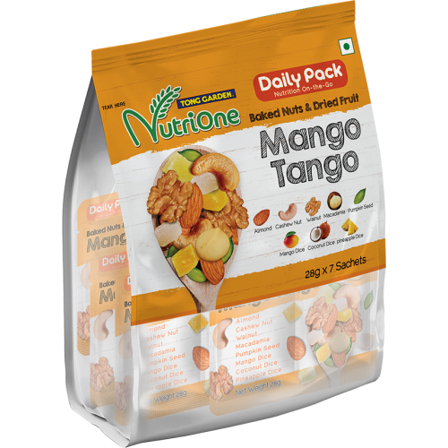 Tong Garden NutriOne Baked Nuts & Dried Fruits - Mango Tango 196 g (7 Sachets x 28 g Each)