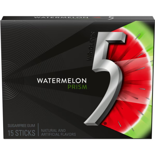5 Gum Watermelon Prism Sugarfree Chewing Gum, Single Pack