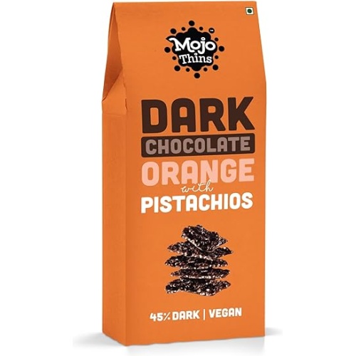 Mojo Thins 45% Dark Chocolate, Orange with Pistachios-108g
