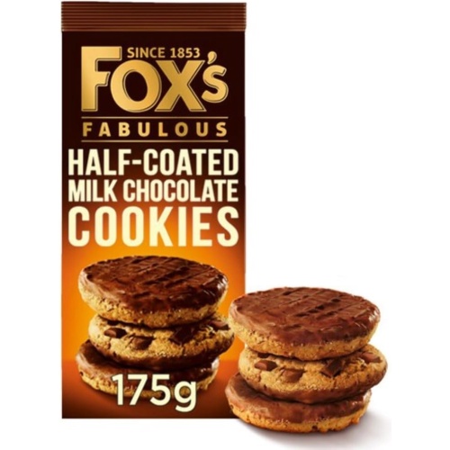 Fox's Fabulous Half Coated Milk Chocolate Cookies 175 g